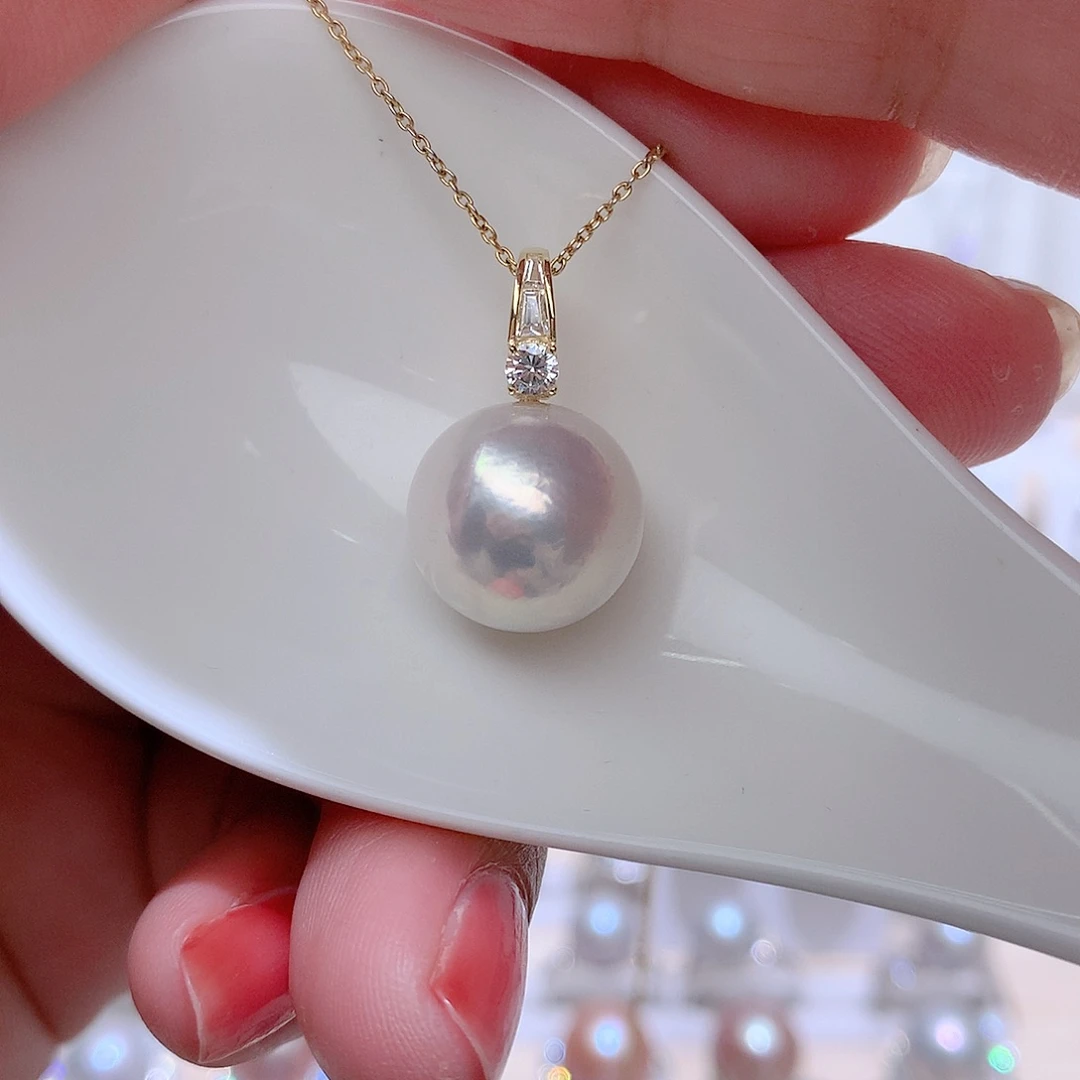 淡水珍珠银S925镶嵌吊坠(赠链)CC13.8m m