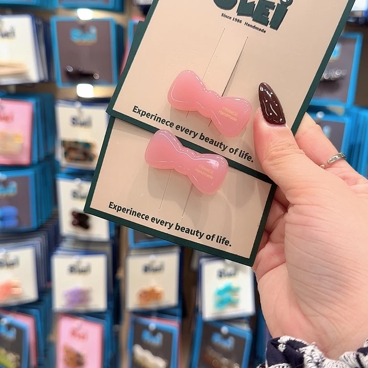 两个粉色蝴蝶结醋酸鸭夹