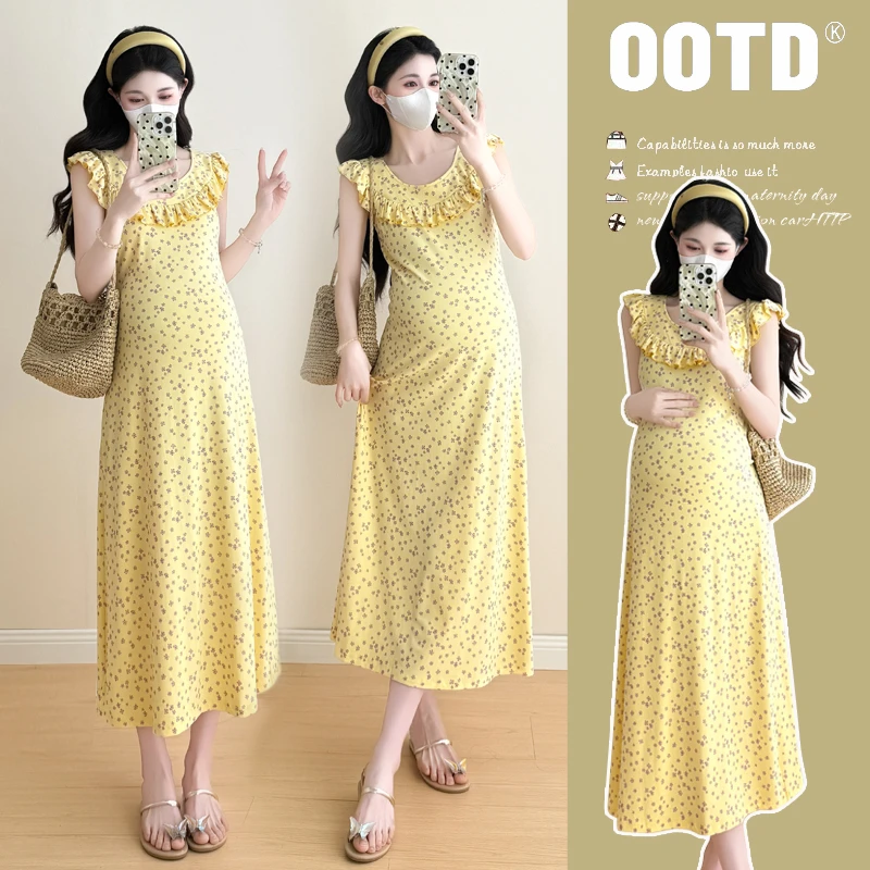 孕妇裙2025夏季新款休闲洋气高腰显瘦气质甜美短袖波点孕妇连衣裙
