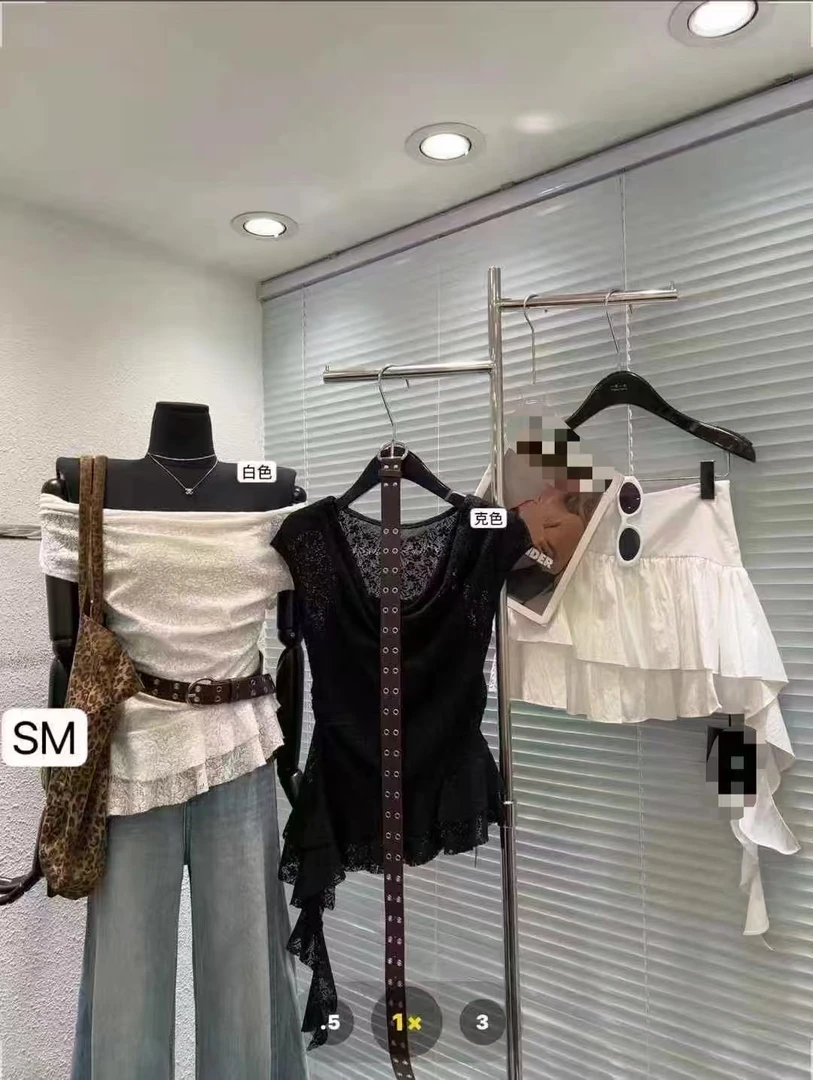 韩系气质温柔不规则修身百搭配皮带一字肩小衫女