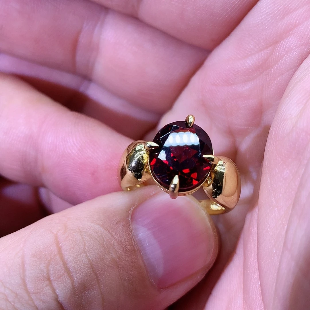 石榴石戒指银S925镶嵌