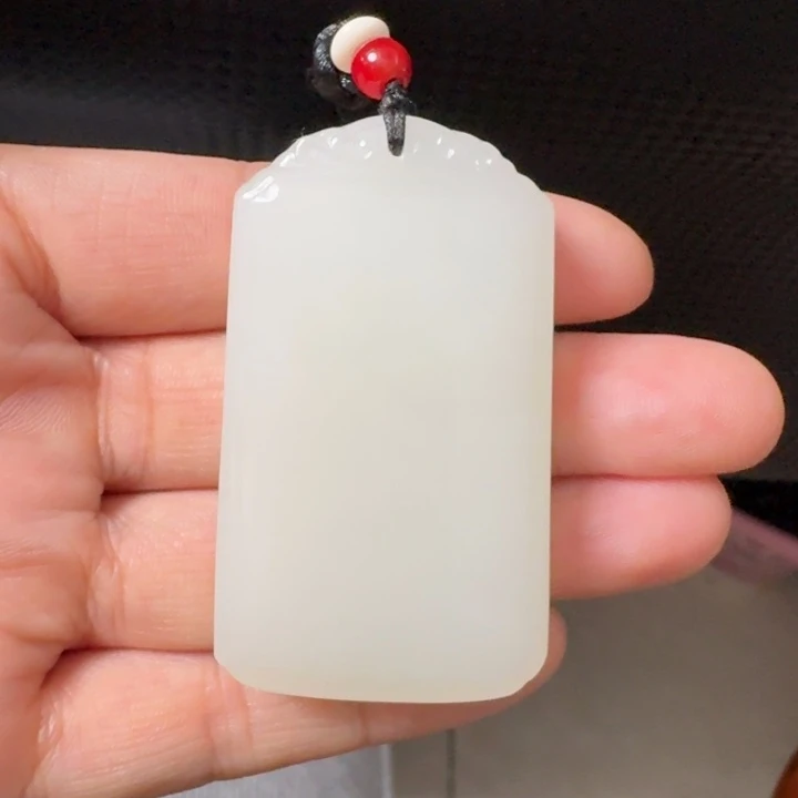 和田玉未镶嵌颈饰且末白玉无事牌50