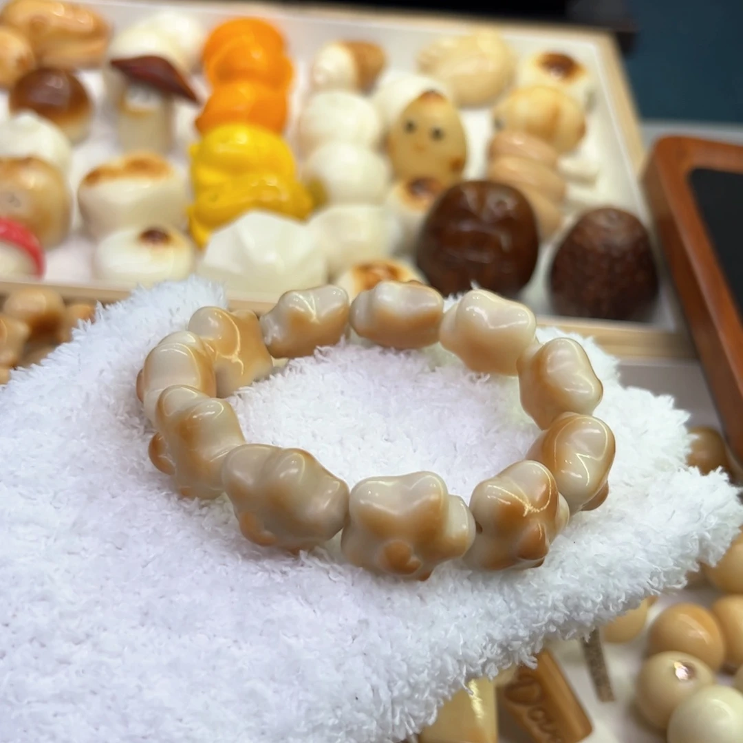 手串菩提根/象牙果65 象牙果原果雕刻炭烧星星漂流瓶微瑕