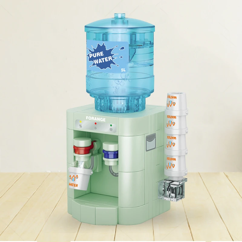 方橙中国积木迷你家电具2.0厨房空气炸锅照相饮水机小颗粒拼装女