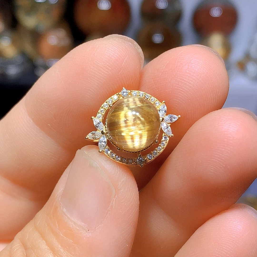 水晶吊坠银S925镀金镶嵌天然水晶