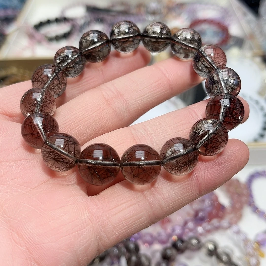 水晶手链未镶嵌困****夜黑发晶13+