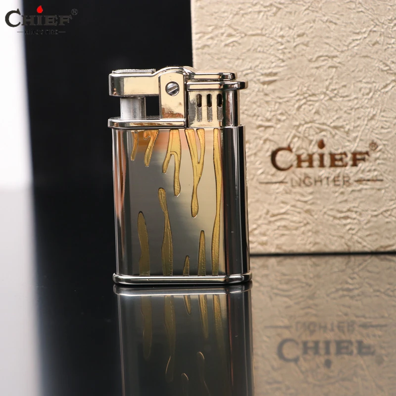 CHIEF/首领经典【烈火真金】砂轮明火防风煤油高档礼品煤油打火机
