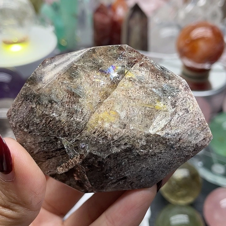 未镶嵌珠宝半成品水晶49幽灵发晶随行长7.5宽5.4