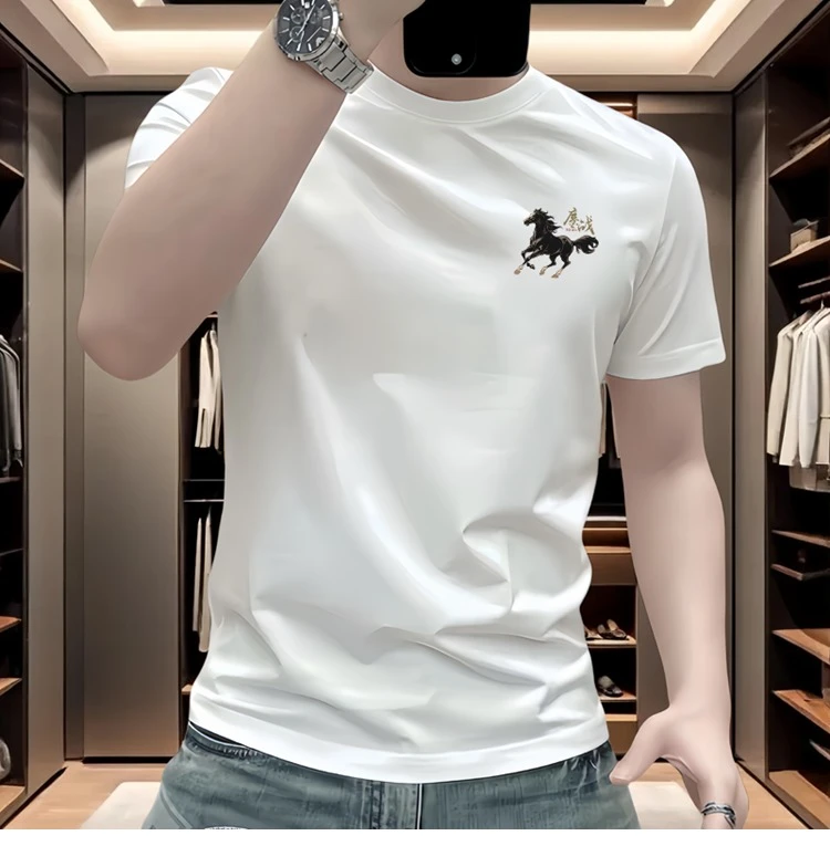 你我皆是黑马男士热转印通用时尚夏季丝光棉百搭印花短袖圆领T恤