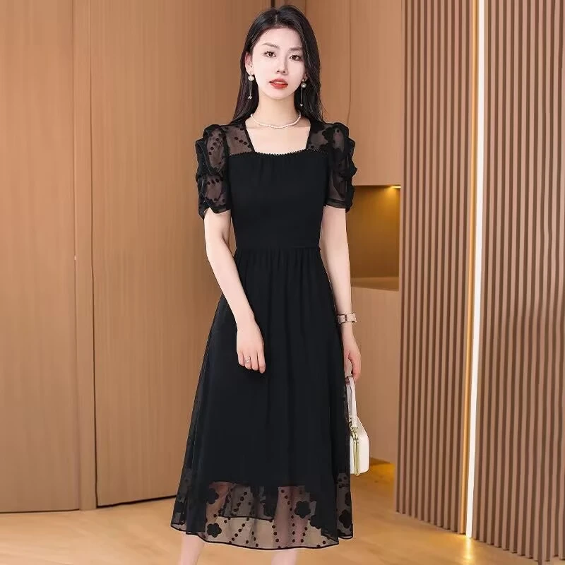 雪纺连衣裙2025新款女夏季轻奢高级感精致十三行品牌爆款妈妈裙子