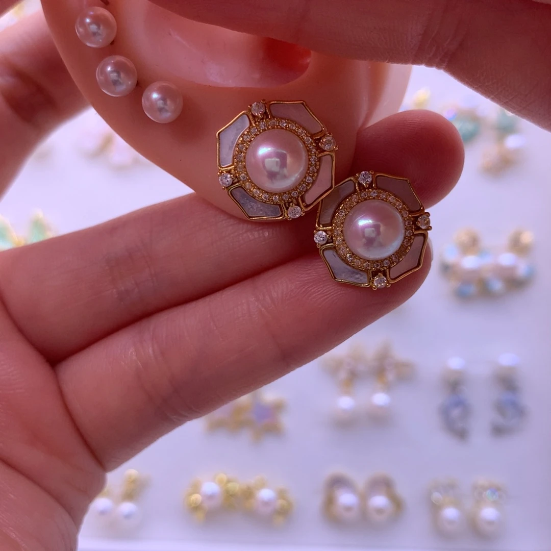 合金淡水珍珠耳饰