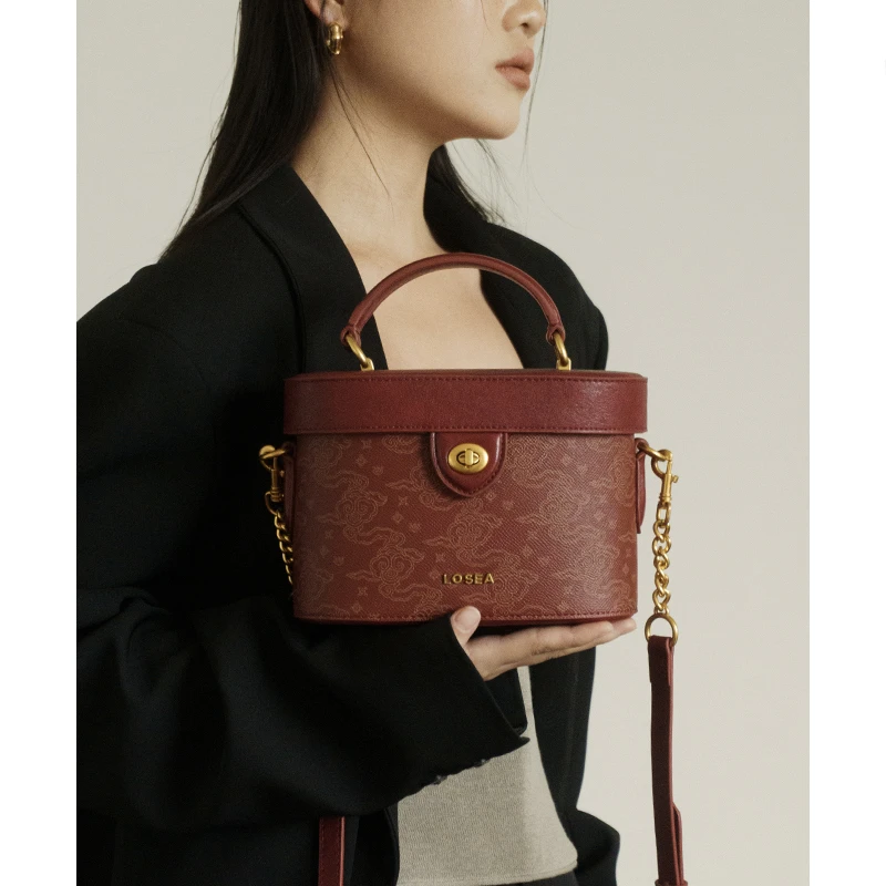 LOSEA文物联名《朱樱》如意云纹新中式盒子包女包2025新款斜挎包