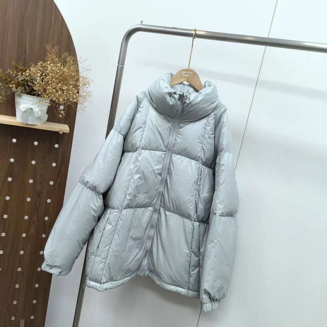 【4966A】浅灰色带帽羽绒服A6-5