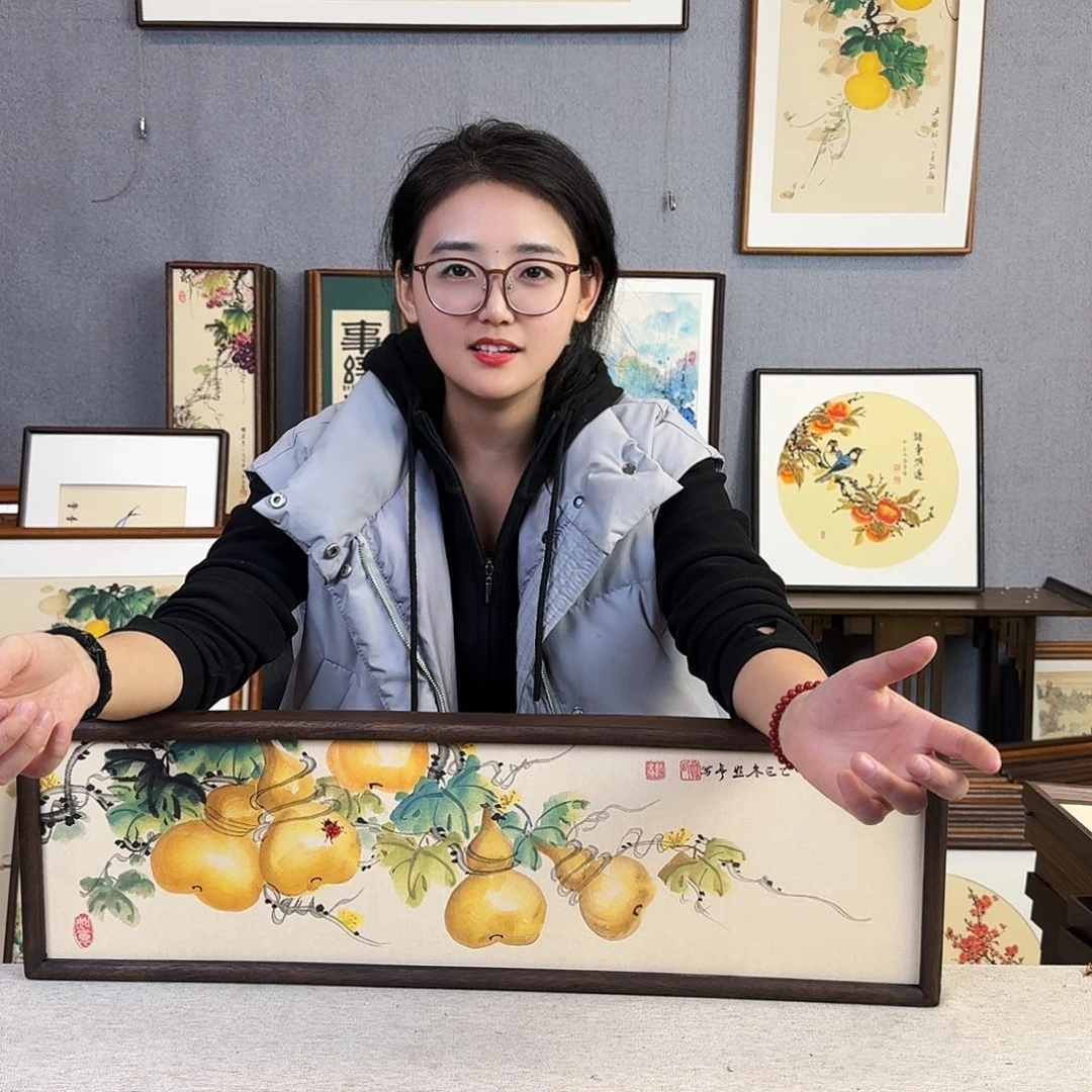 国画手绘带框尺寸：20*70