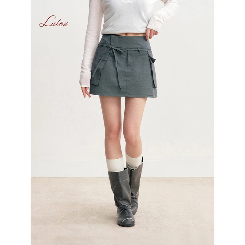 【雪宝专享】Liilou 25aw 立体口袋 纯棉系带高腰直筒工装半裙