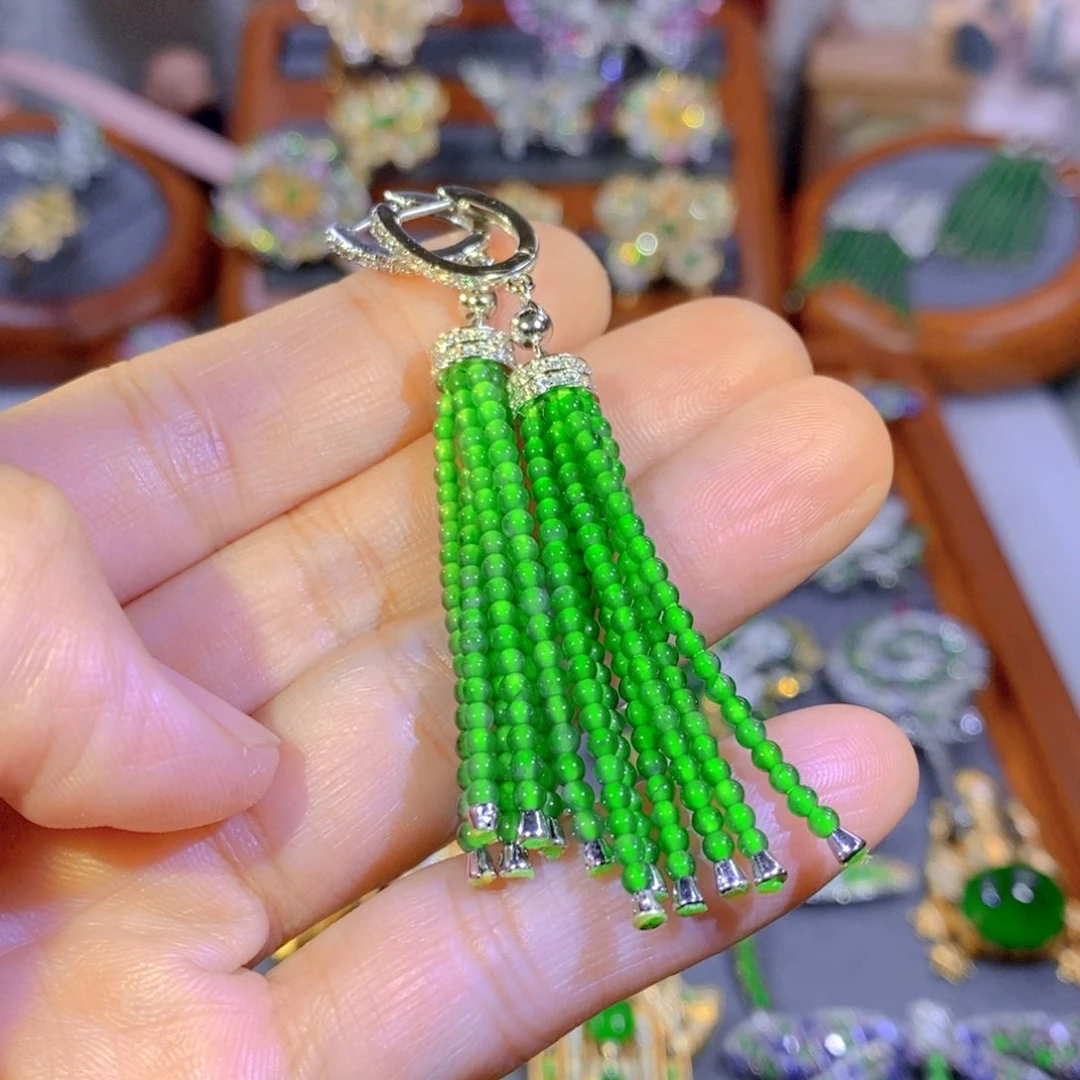 颈饰银S925镶嵌翡翠