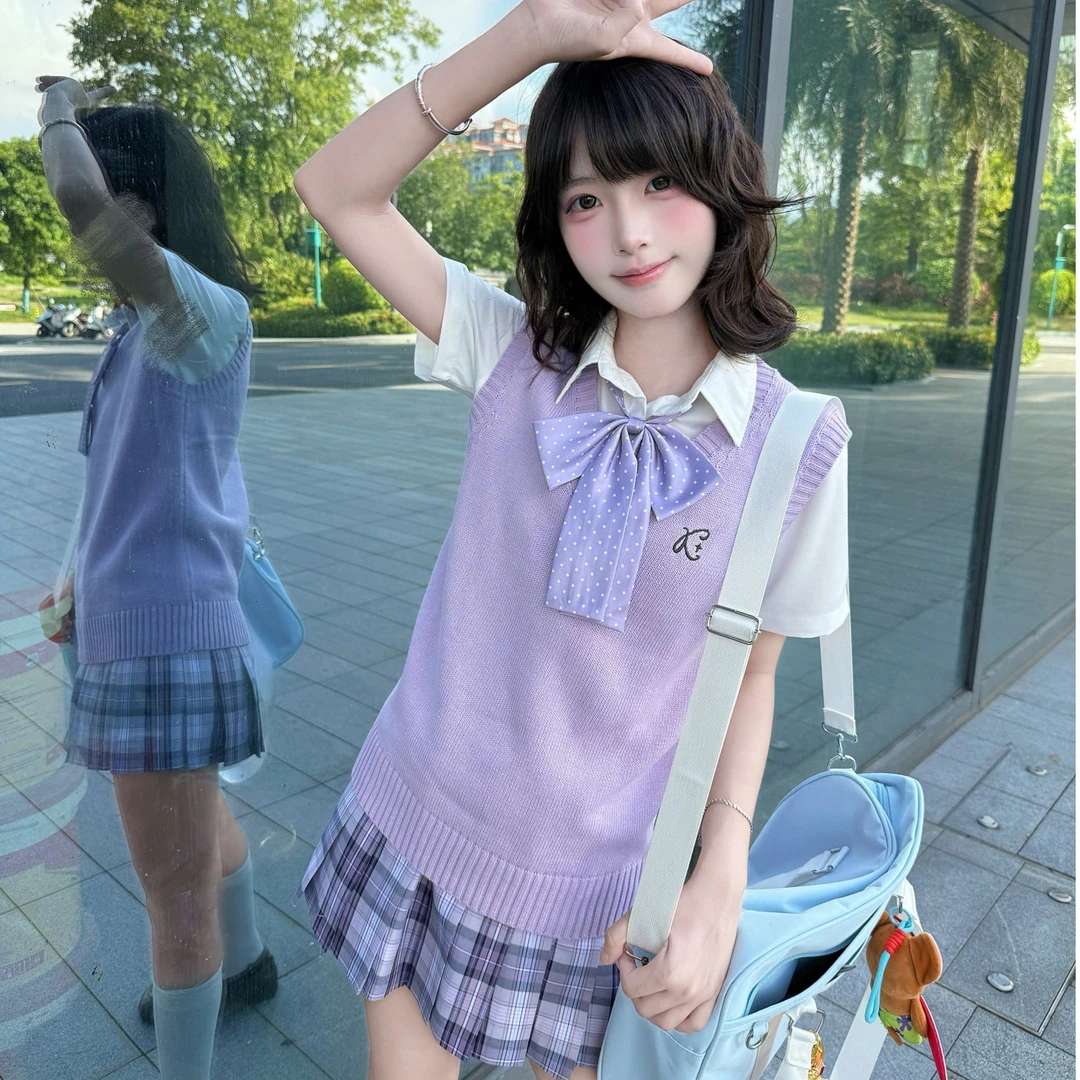 晴空栗【暮凝】学院风少女紫色格裙jk原创日系百褶裙半身裙百搭