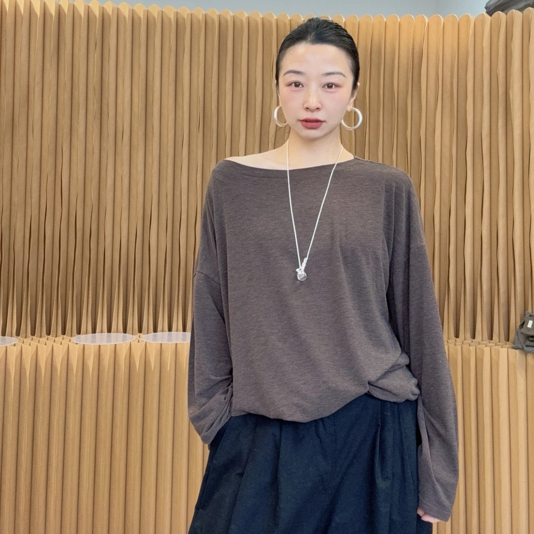 （聪明包）秋冬休闲简约慵懒风宽松打底衫T恤