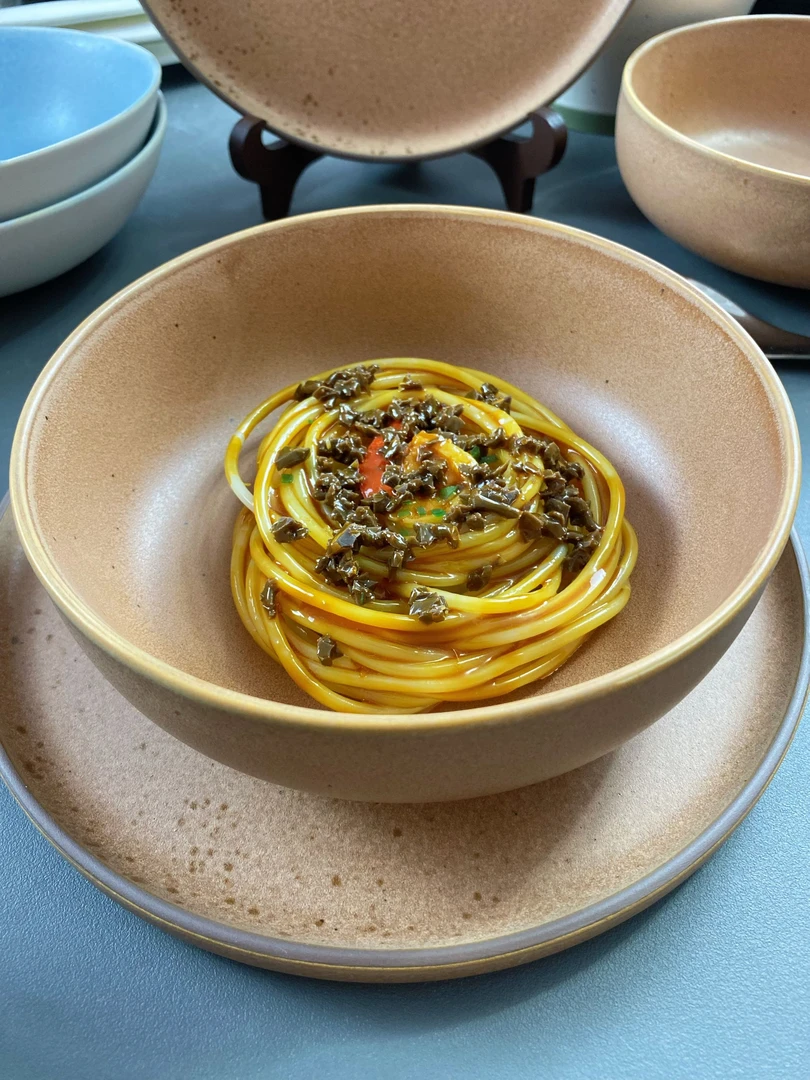 日式粗陶暖棕西餐盘菜碗二件套