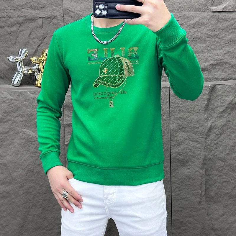 欧版潮流印花卫衣男款2025秋季新款时尚长袖修身潮牌圆领上衣