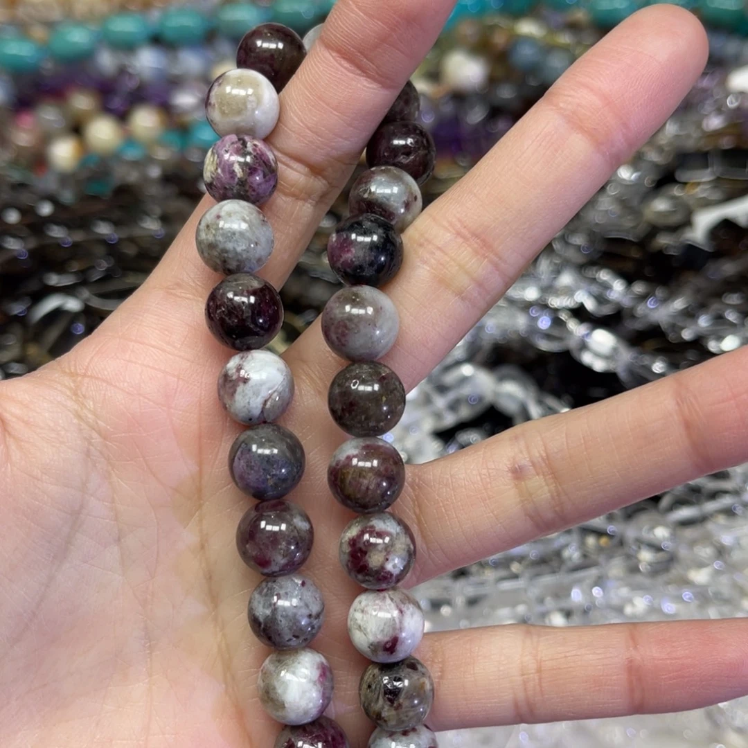 玛瑙/玉髓散珠梅花碧玺卡10一条