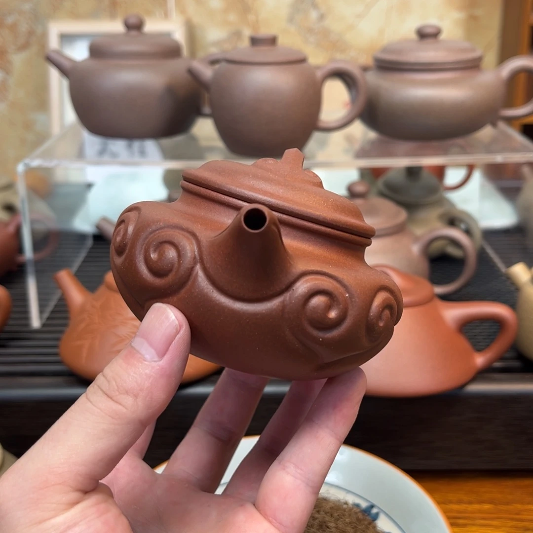 茶壶紫砂红皮龙如意