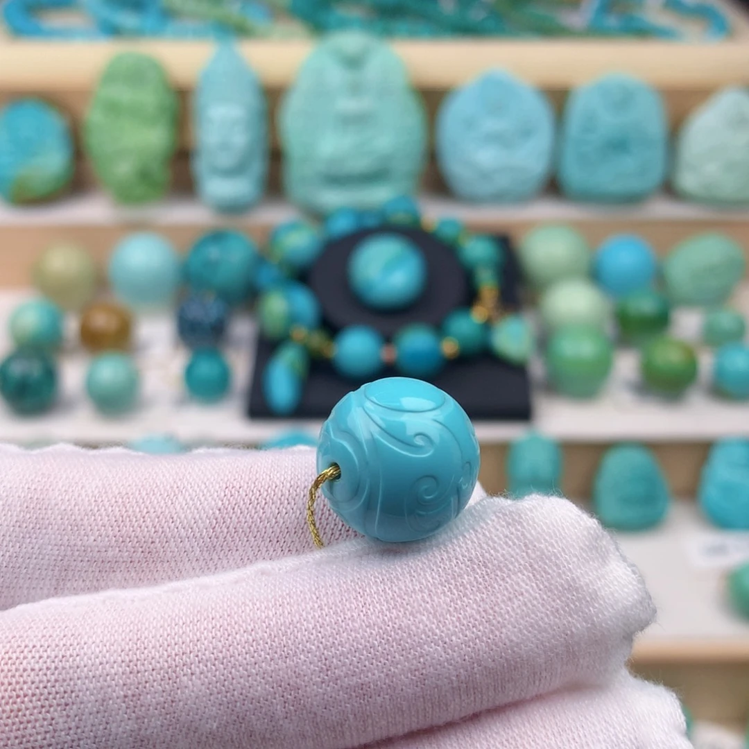 未镶嵌绿松石珠宝奇石卡14.5