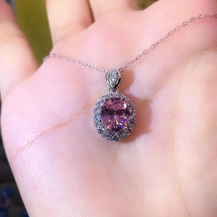 蓝宝石吊坠(赠链)银S925镶嵌