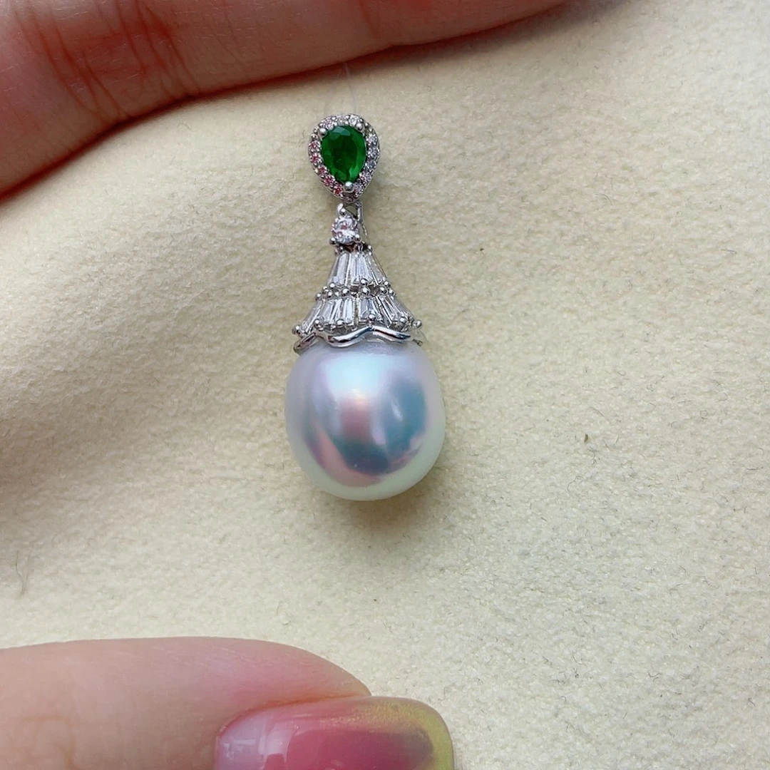 银S925镶嵌海水珍珠颈饰w58