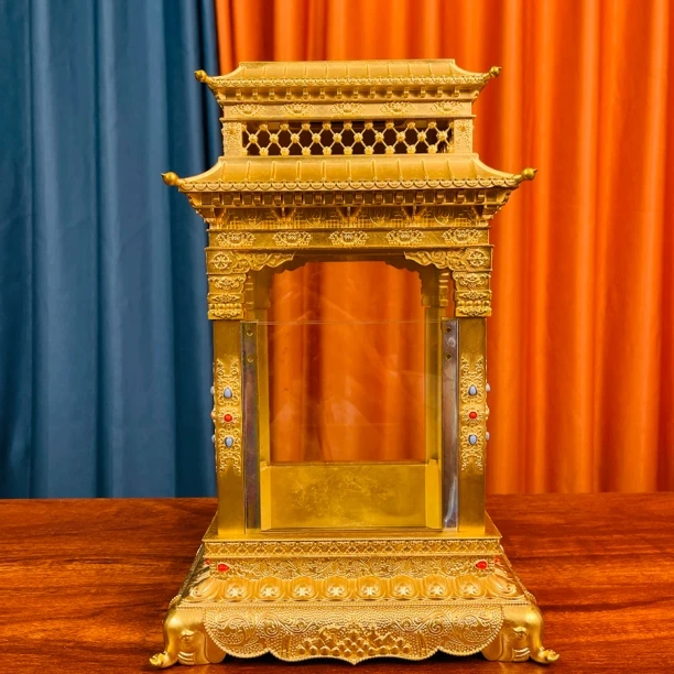 西藏工艺纯铜酥油灯罩精品工艺 可以收集烟雾避免佛堂污染