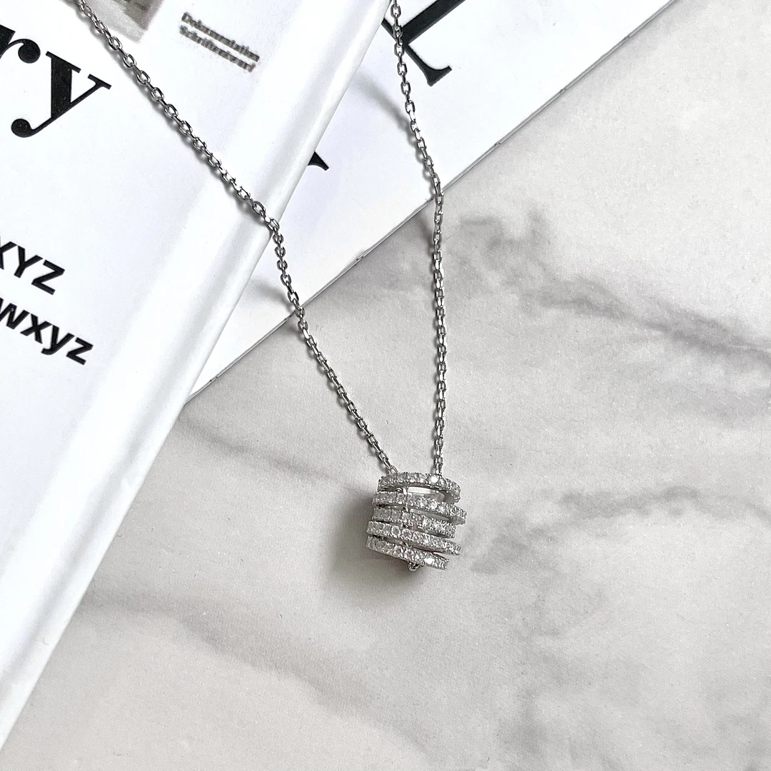 吊坠925银 特！满钻轻奢风小蛮腰s925银项链F432 RH W4828