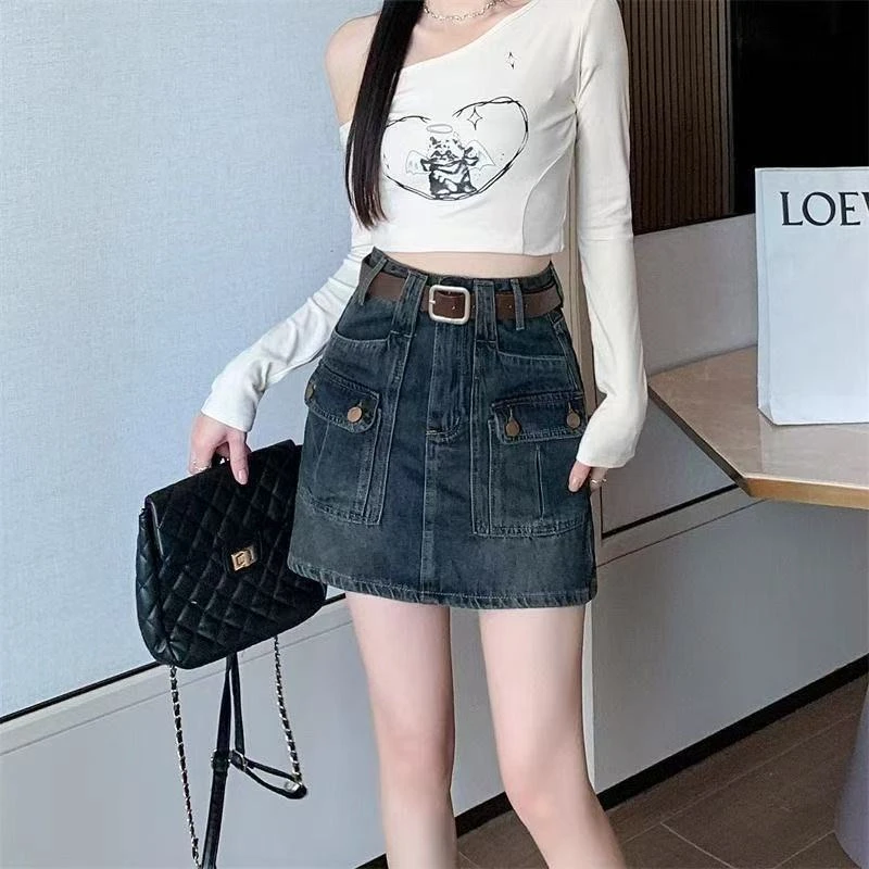 牛仔裙短裙夏季女半身裙高腰显瘦a字显瘦设计感包臀短裙