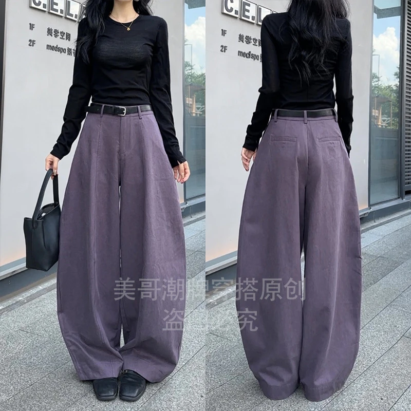 82655阔腿裤女2025年秋装新款个性拼接宽松显瘦大版休闲裤女长裤