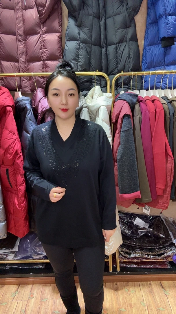 V领针织衫毛衣打底百搭