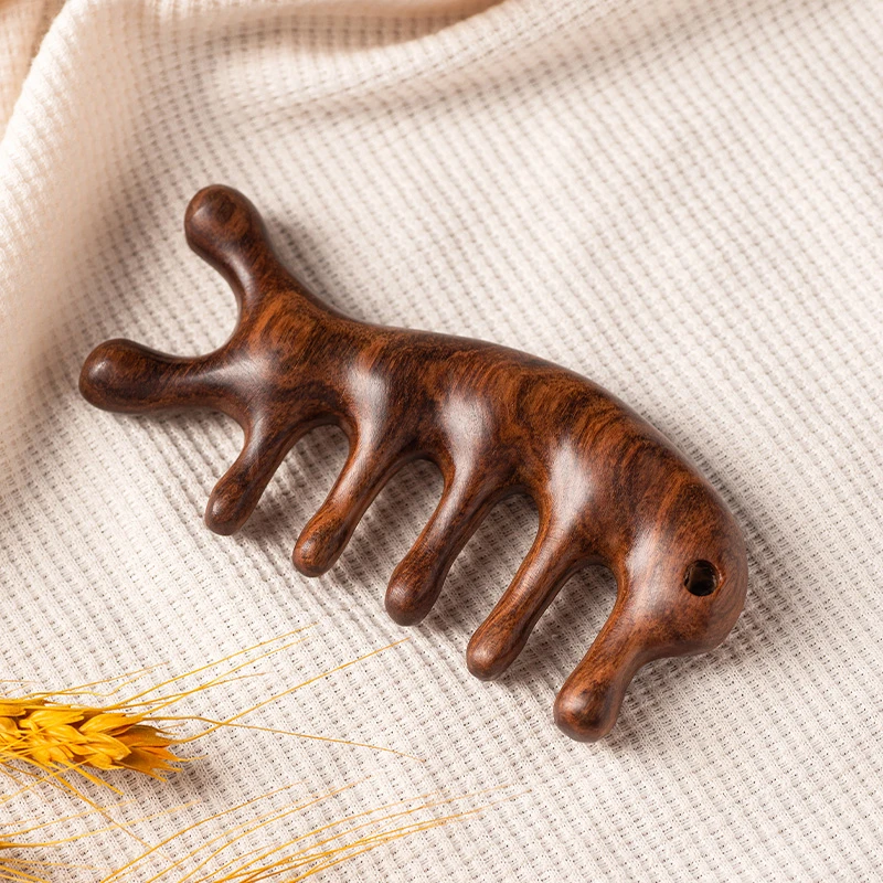 檀木梳小海豚多功能按摩梳防脱发护发梳头部按摩男女养生神器