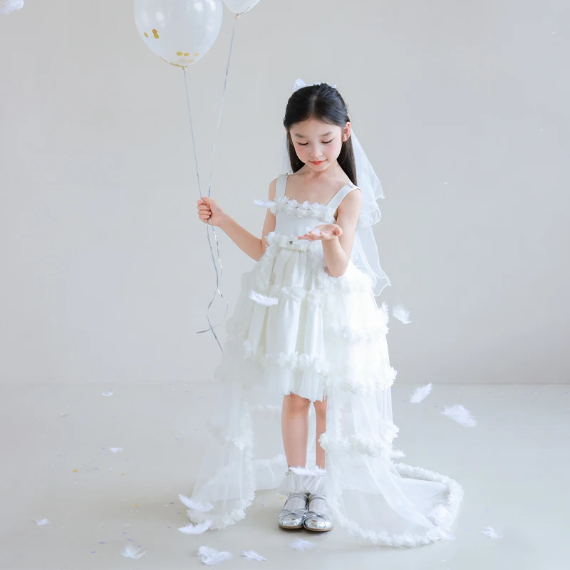 utouto大耳象女童可拆卸花朵公主裙2025夏季新款礼服裙2503457