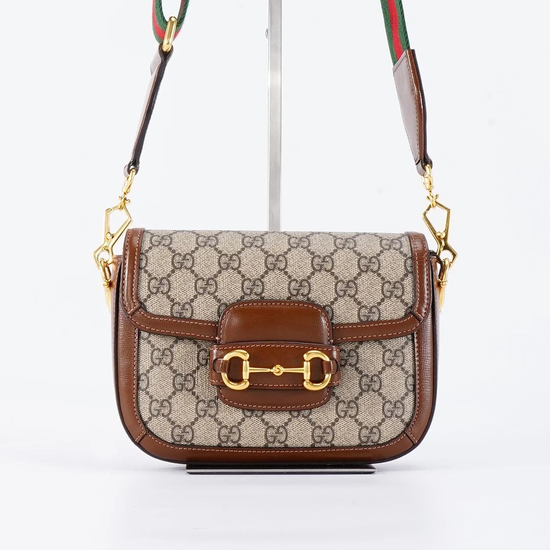 99新 GUCCI/古驰 茉上/小号棕色1955 单肩斜挎包