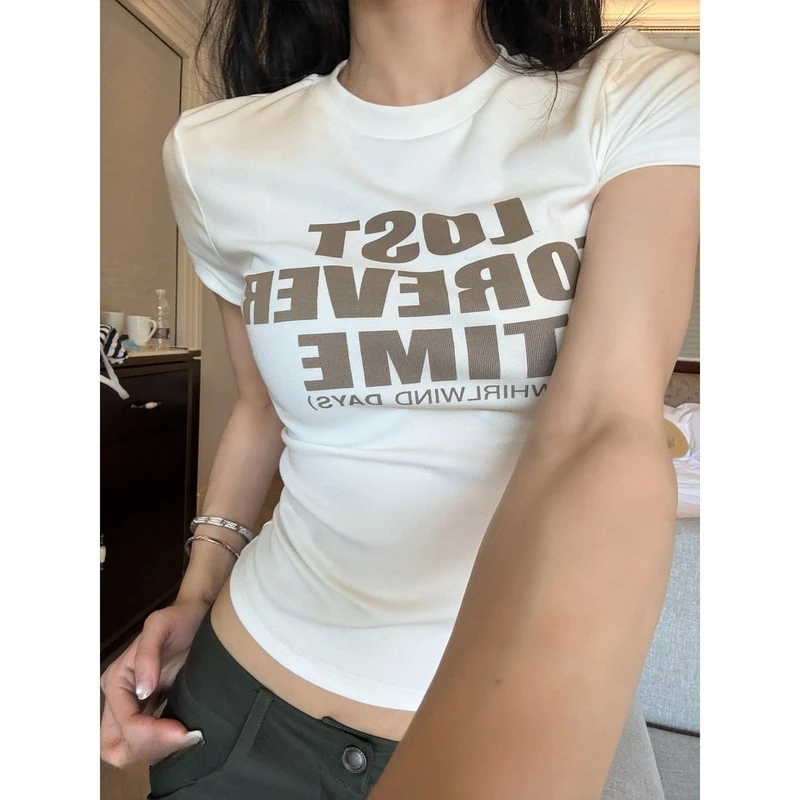 巴黎日报棉感脏染字母印花短袖T恤 80798