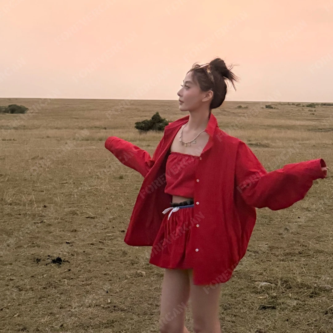 FOREVERCAN“绝代天骄”复古极简翻领长袖衬衫夹克外套 SC56862