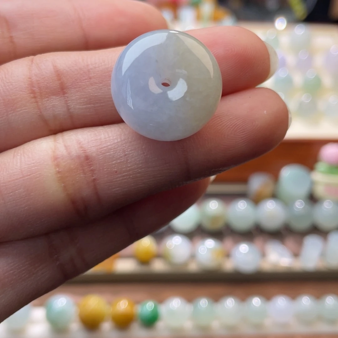 翡翠裸石特色粉➕黄肥扣18,8/9.3mm