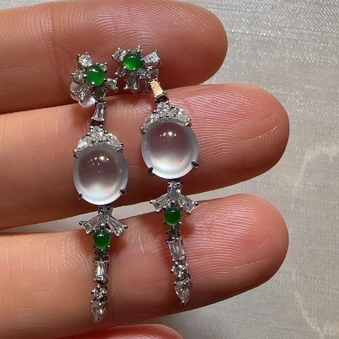 翡翠18K金镶嵌耳饰耳环