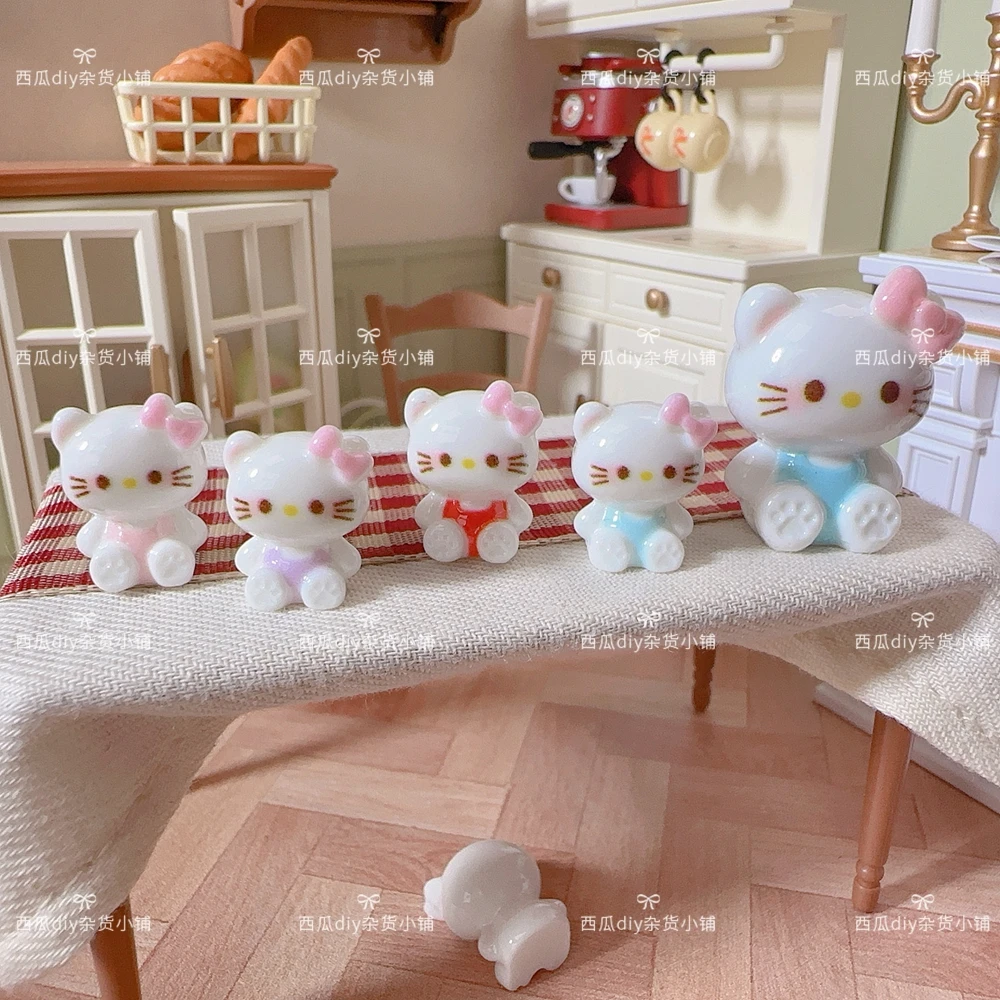 【西瓜定制】迷你小鼻嘎KT猫坐姿立体公仔树脂配件挂件DIY材料场景