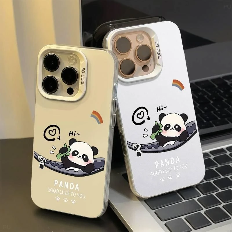 开心熊猫适用苹果16iPhone15promax手机壳小米14oppo华为vivo荣耀