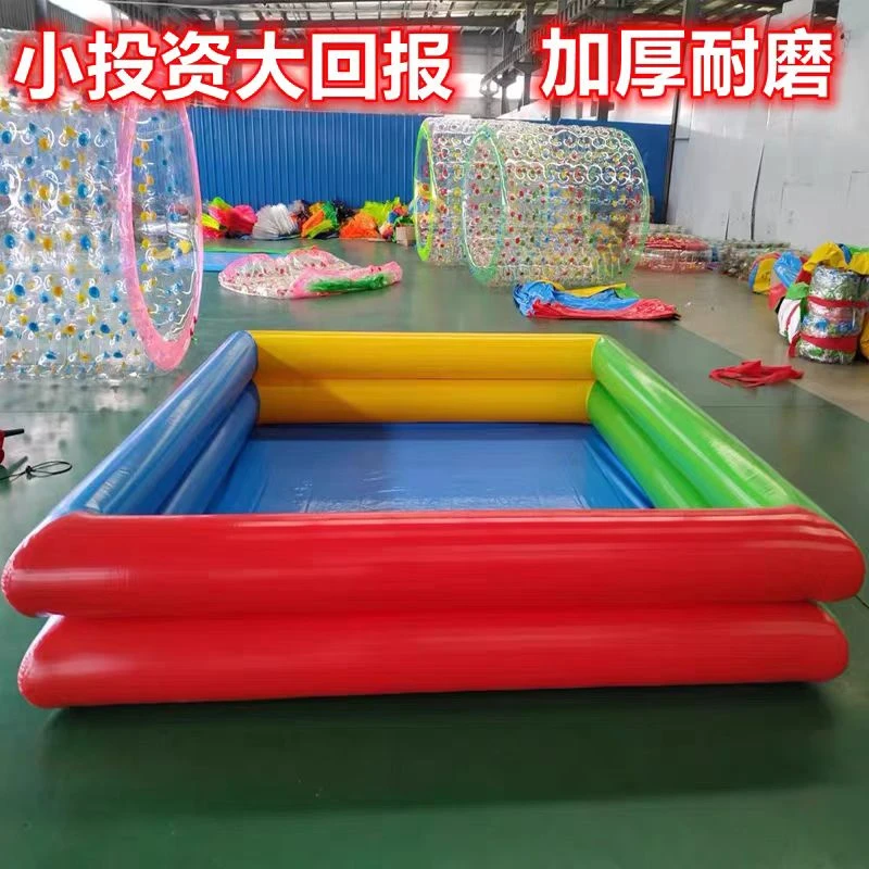 加厚双层儿童广场摆摊大沙滩池海洋球户外充气游乐场家用
