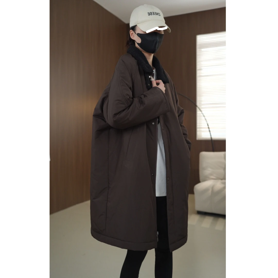 硕哥复古休闲抗风夹棉外套加厚拼接糕糕毛棉服 25610