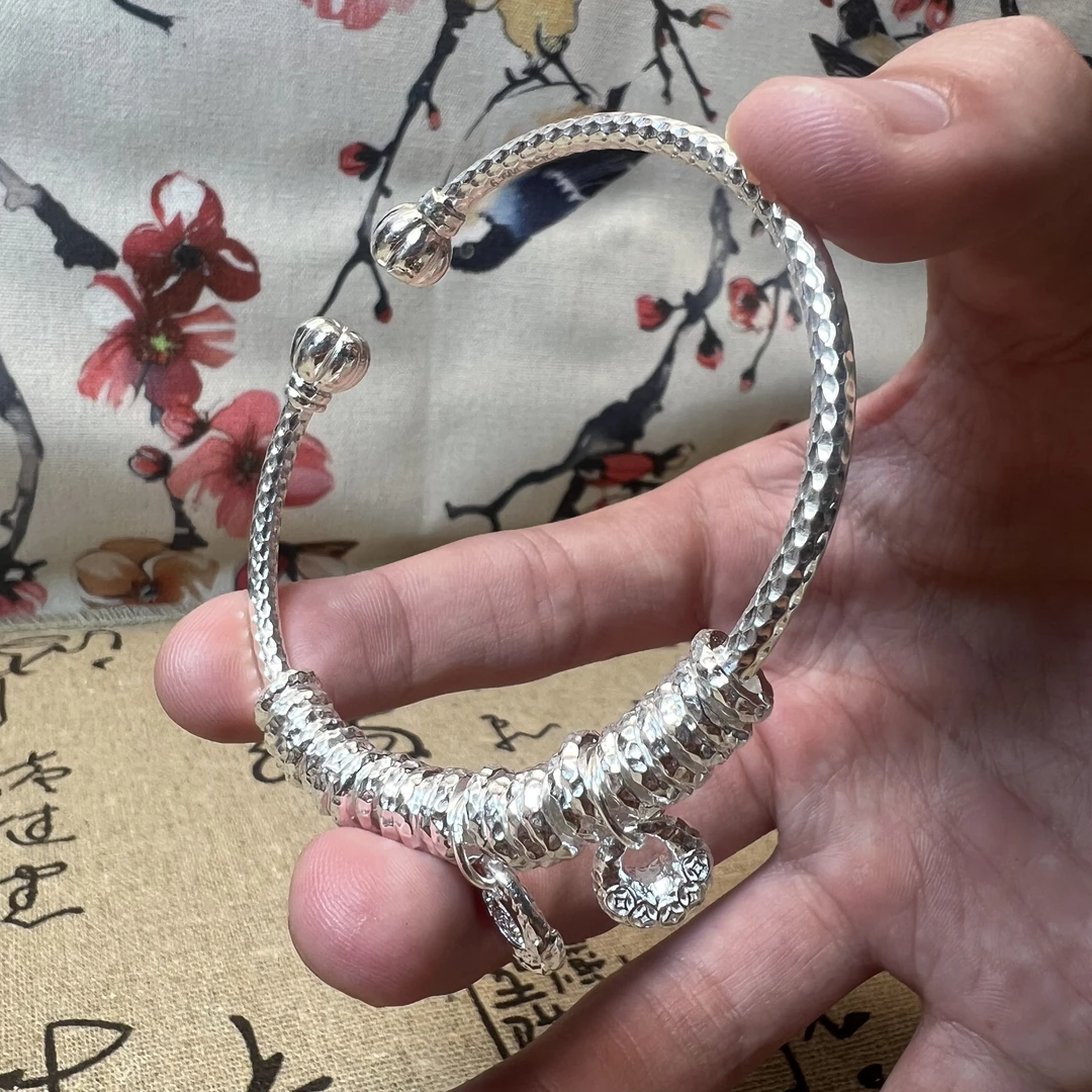 足银手镯 南瓜盘缠手镯