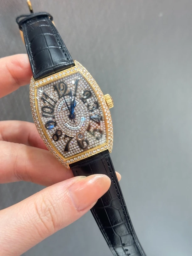 95新  志杰/法穆兰/7851/玫瑰金/自动机械表/后镶钻/全套