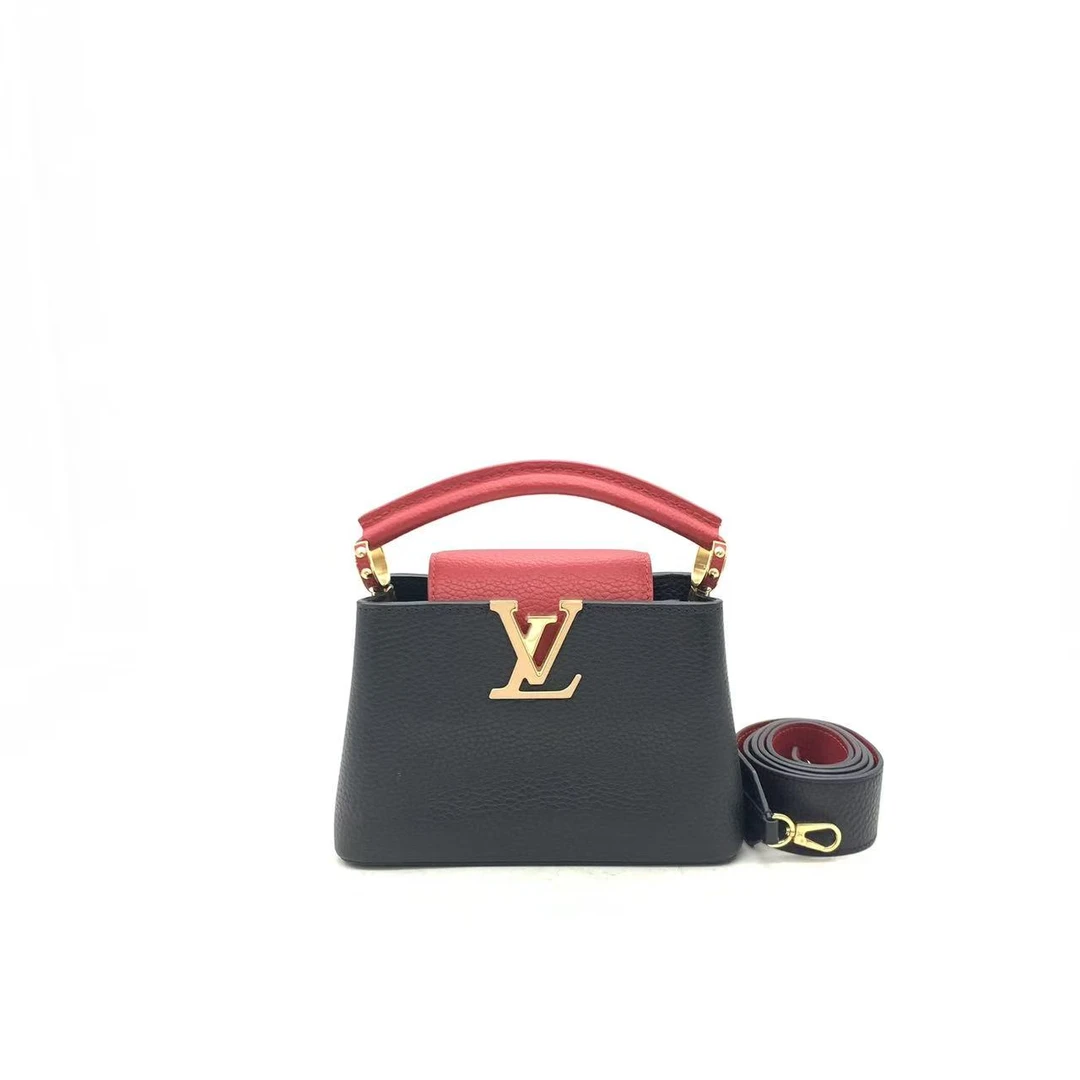 99新 LouisVuitton/路易威登 【安则专属】黑拼红迷你cap托特包/