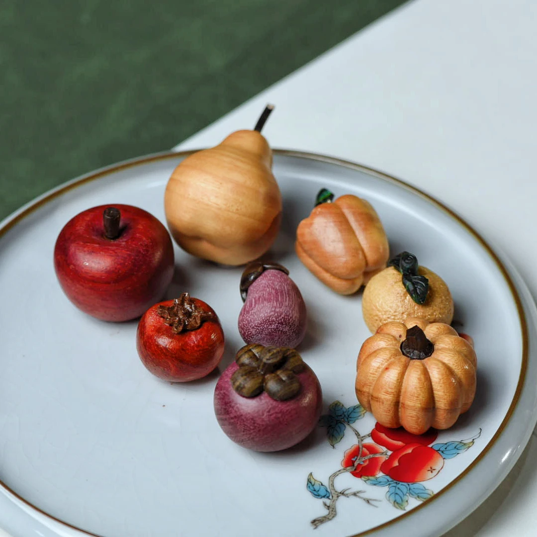 果蔬全家桶 红木实木雕刻 8种水果组合