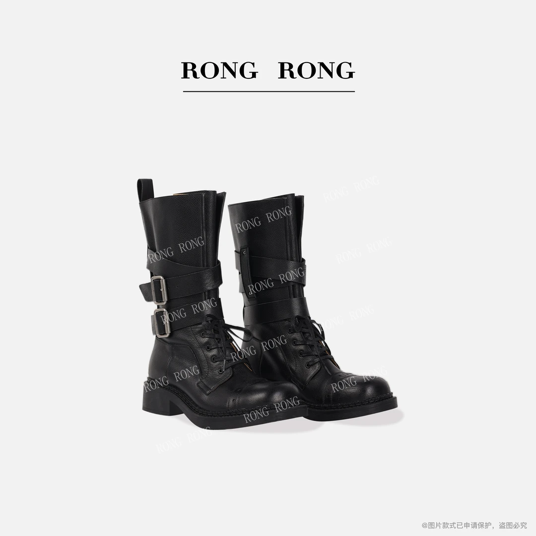 溶溶RONGRONG 反绒牛皮复古英伦风皮带扣女士马丁靴0707RX1